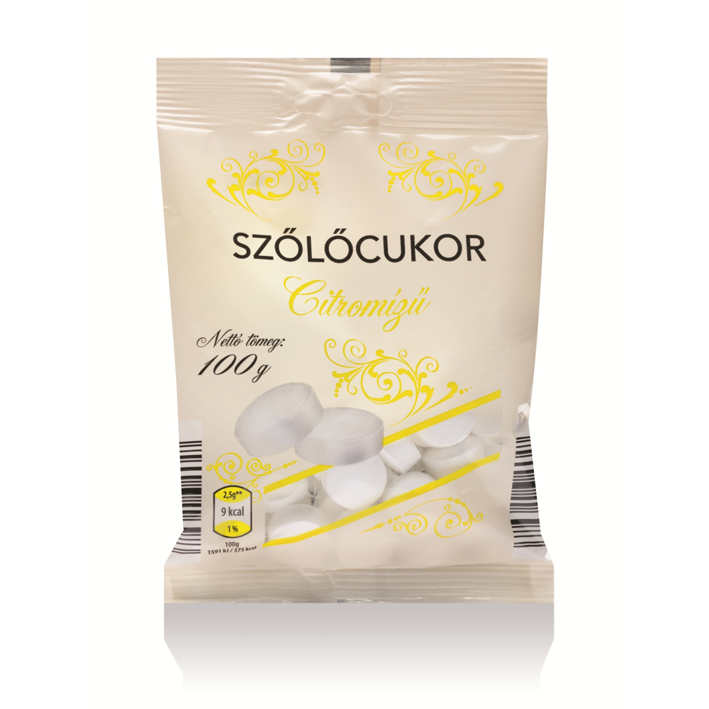 Roksh HU adatminta: Szőlőcukor citromízű, 100 g