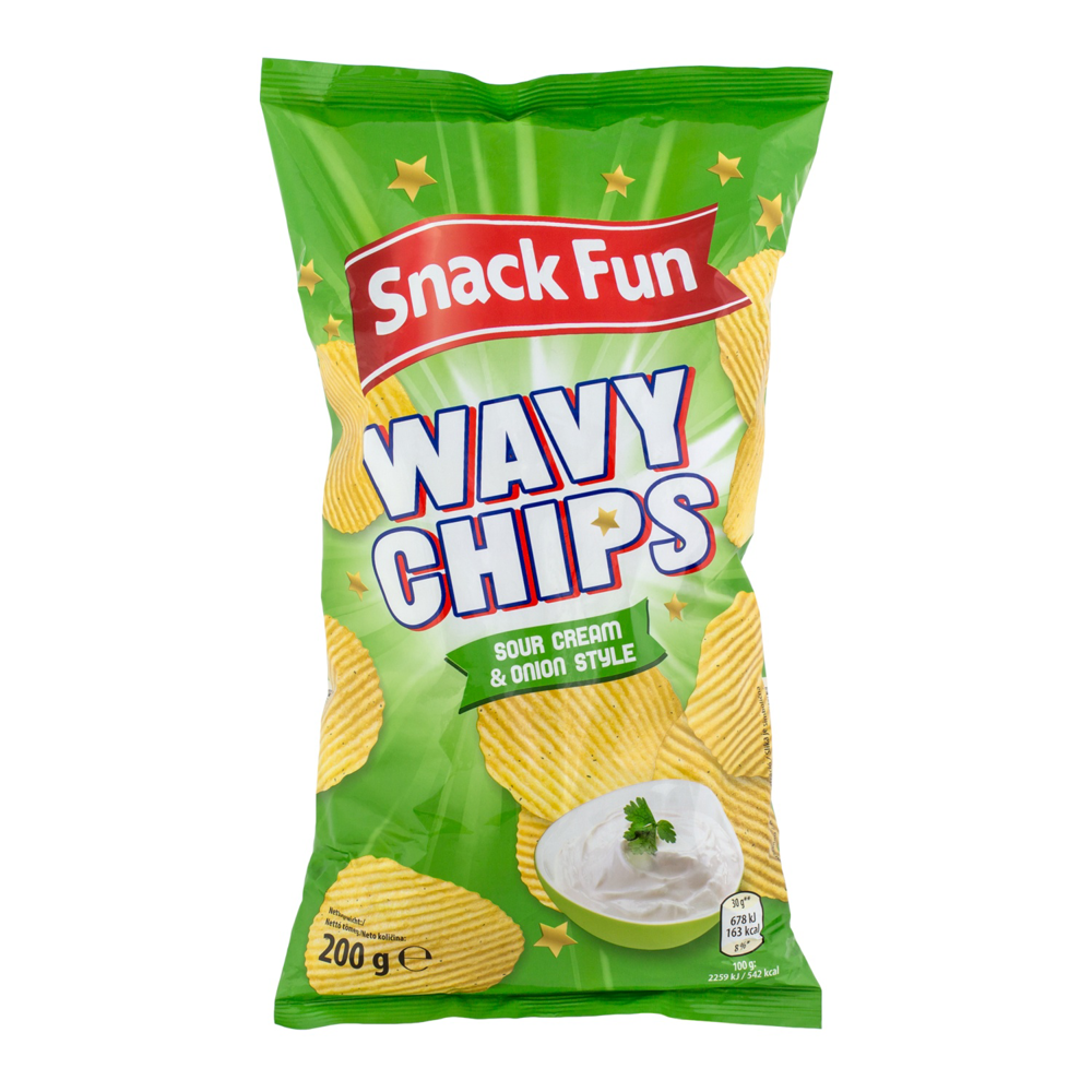 SNACK FUN Hullámos chips hagymás-tejfölös, 200 g