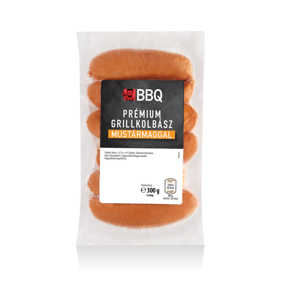 Roksh HU adatminta: BBQ Prémium grillkolbász mustáros, 300 g